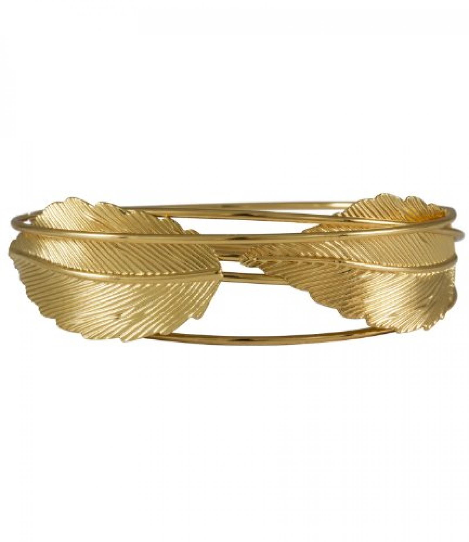 SIX "Gold & Green" 5er-Set goldene Armreifen mit Blatt Motiven (342-313) 